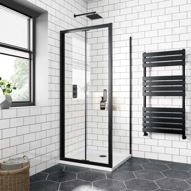 London Matt Black 6mm Bifold Shower Enclosure 800x800mm