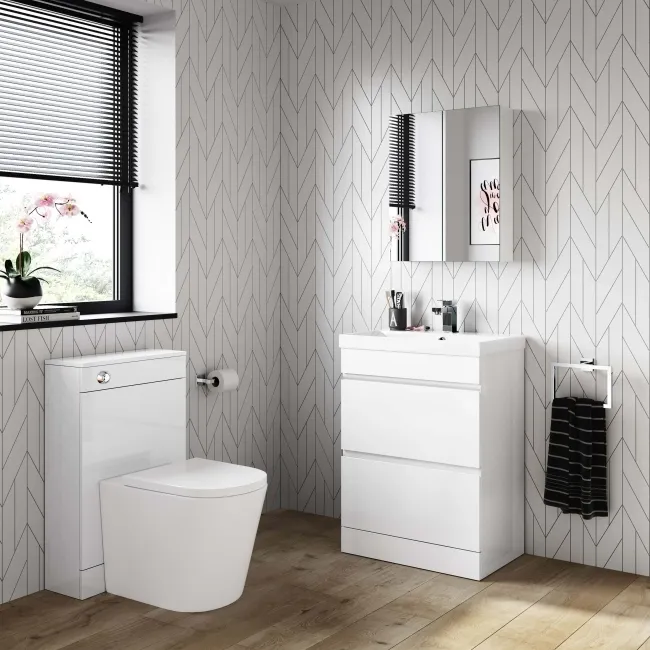 Trent Gloss White Basin Drawer Vanity 600mm