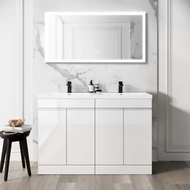 Trent Gloss White Double Basin Vanity 1200mm
