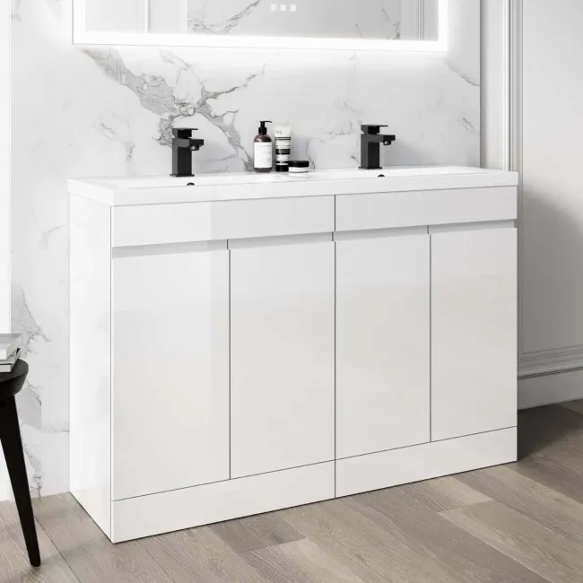 Trent Gloss White Double Basin Vanity 1200mm