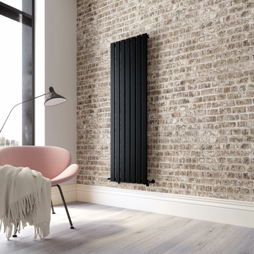 matt black single flat panel radiator vertical 
