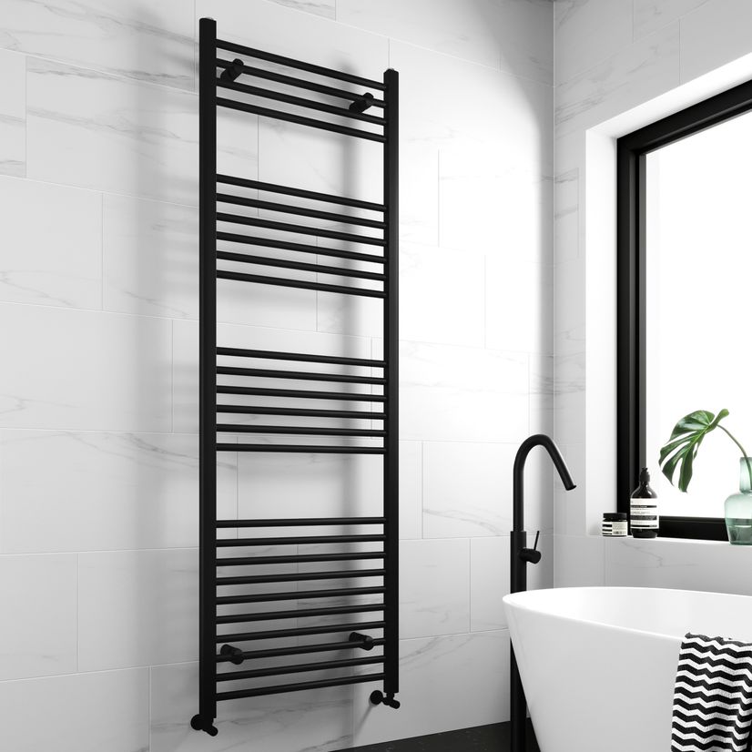 matt black straight towel rail for bathroom