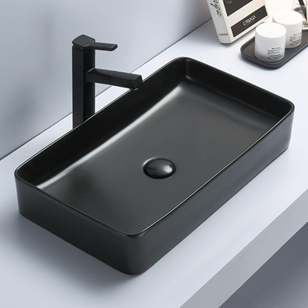 black counter top basin