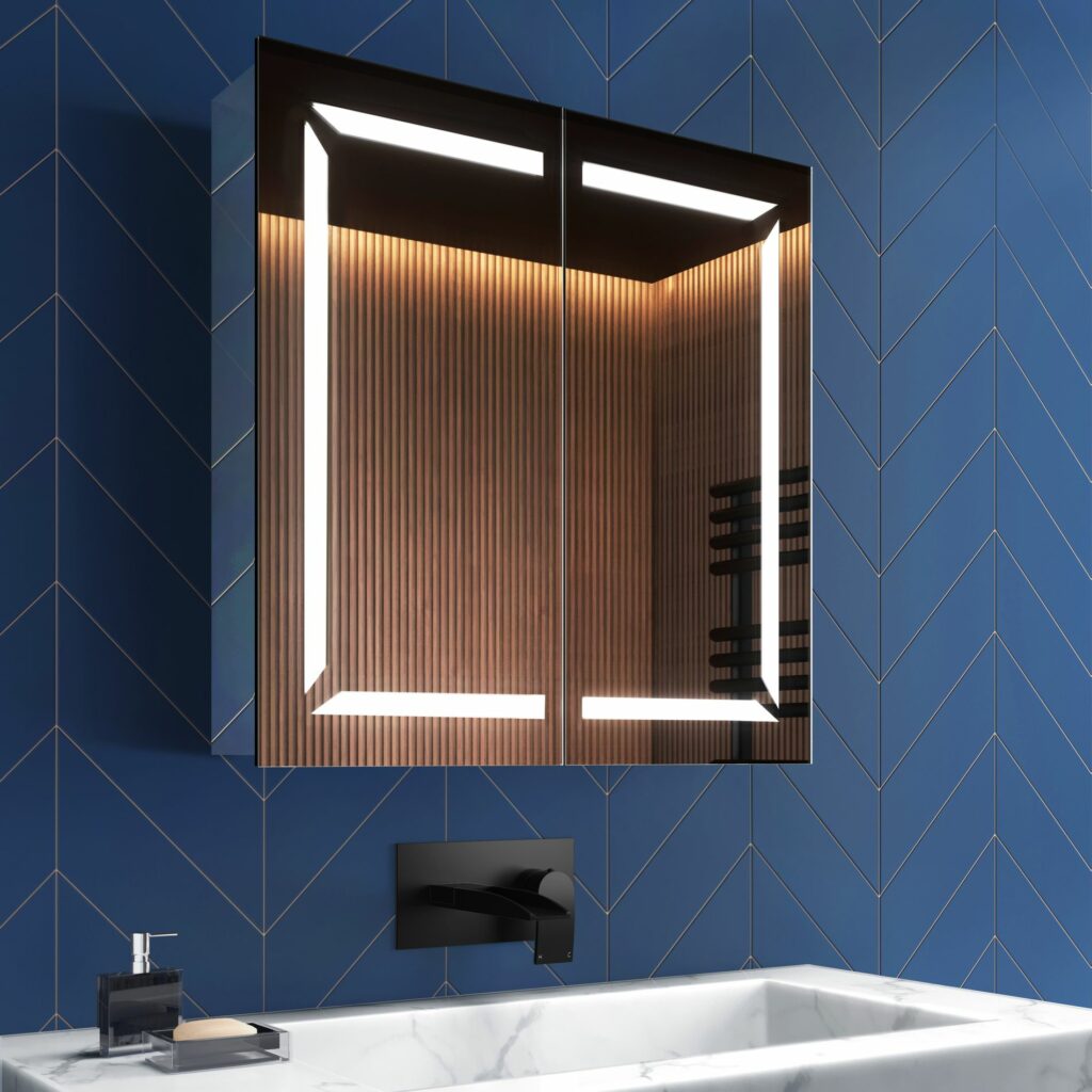 illuminated LED mirror cabinet with bluetooth speaker