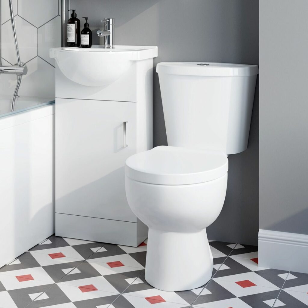 white cloakroom vanity with 400mm basin and toilet set