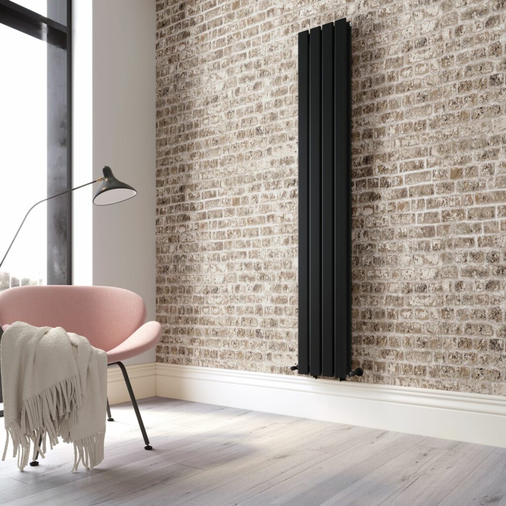 matt black double flat panel vertical radiator