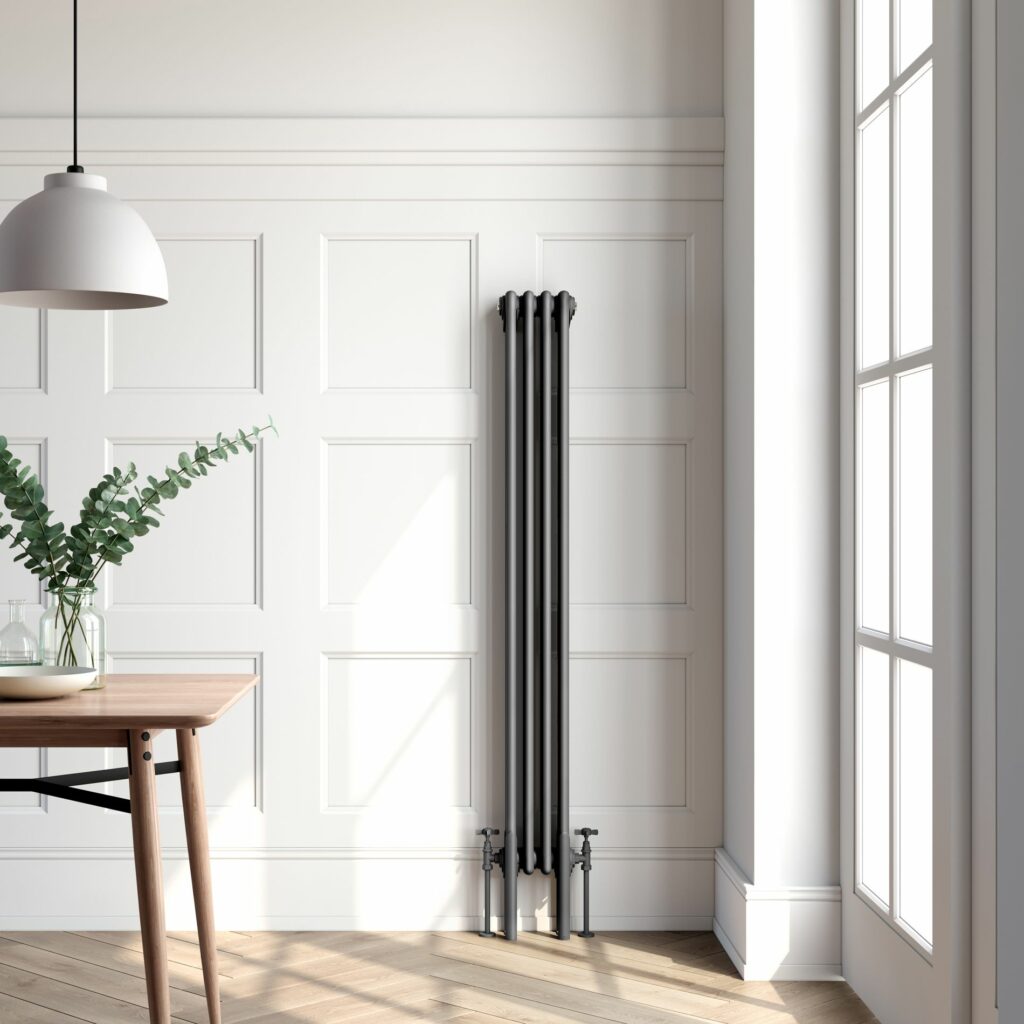 thin tall anthracite dark grey traditional column radiator