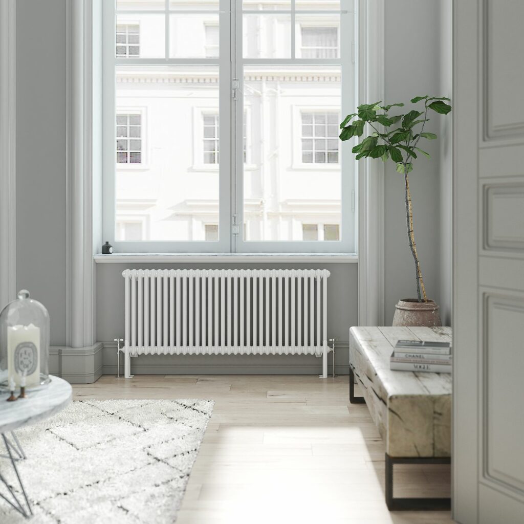 wide white horizontal column radiator