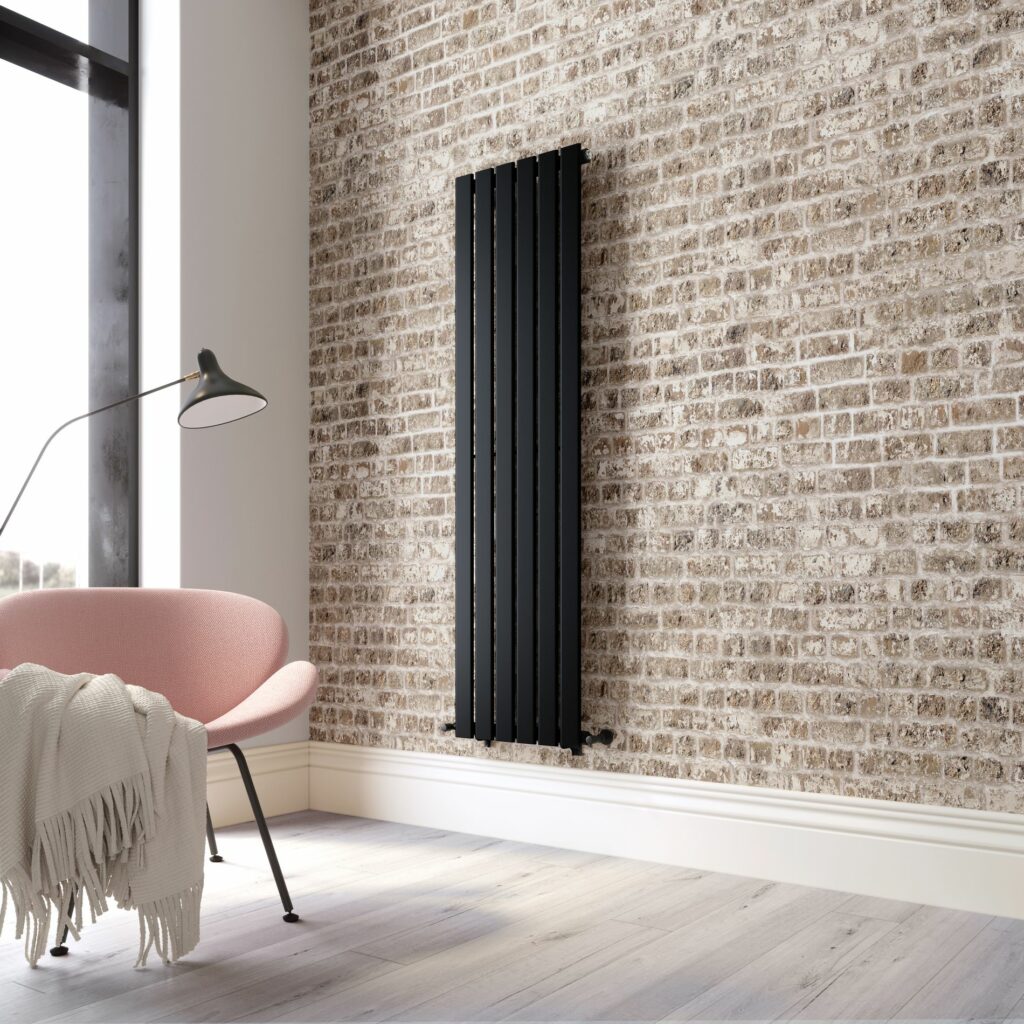 faro matt black single flat panel vertical radiator