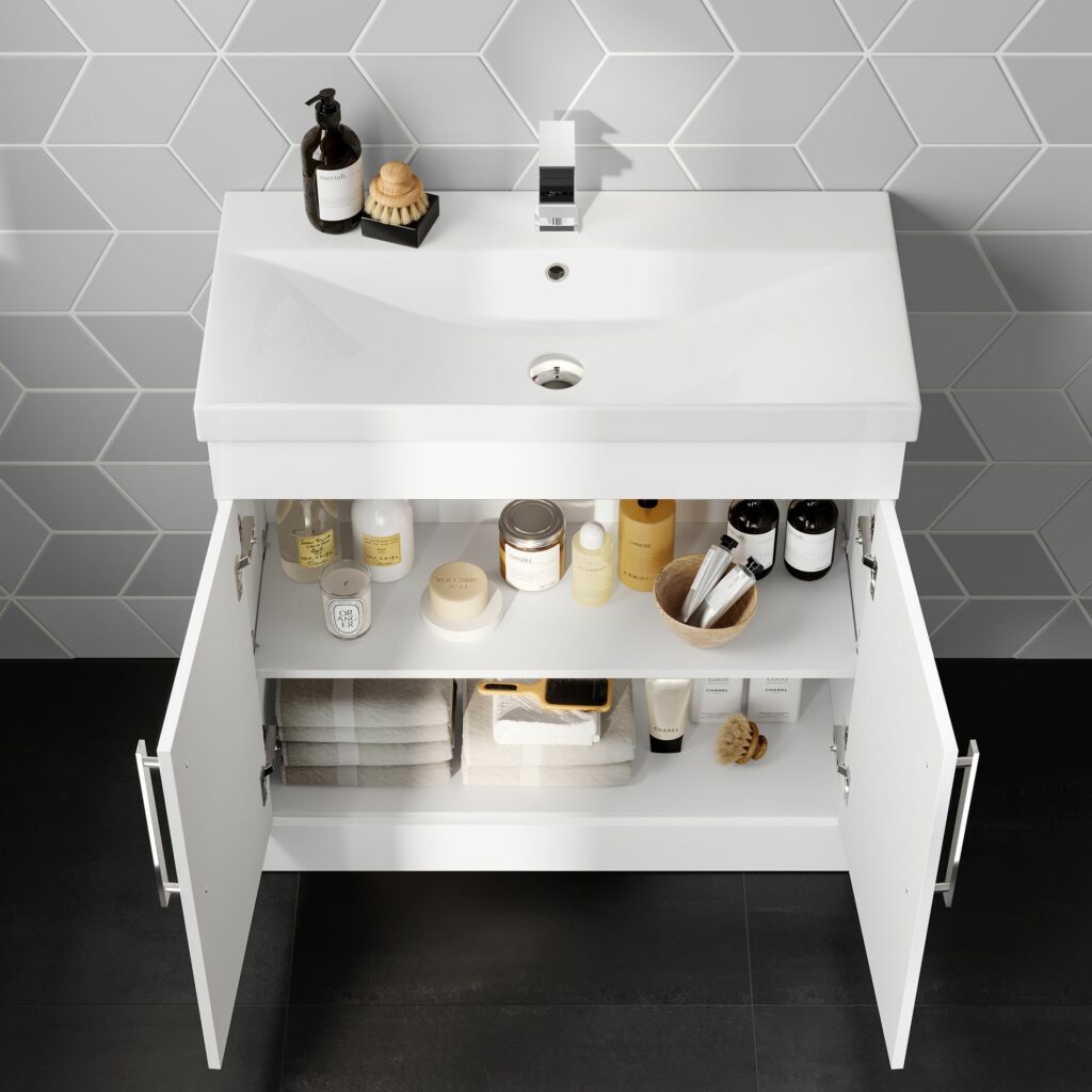 avon gloss white basin vanity unit