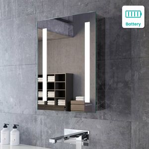 Battery Powered Led Mirrors Bathroom, Bathroom Mirror Cabinet Battery Light